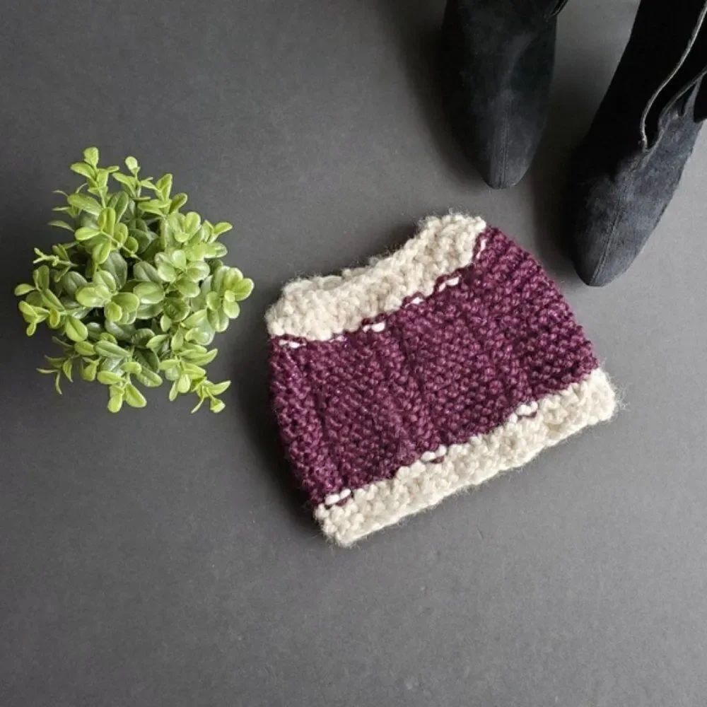 Hand made Messy Bun Knitted Hat